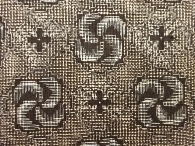 JAPANESE KIMONO / KIMONO ENSEMBLE / SILK / DORO OSHIMA TSUMUGI / WOVEN WINDMILL